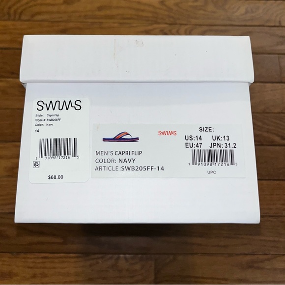 Swims Capri Flip Flop Sandals Navy & Orange Accents Men’s Size 14 Thongs - Picture 9 of 10